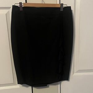The Limited Elegant Black Pencil Skirt with Ruffle